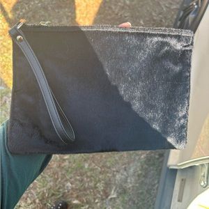 Black cowhide wristlet